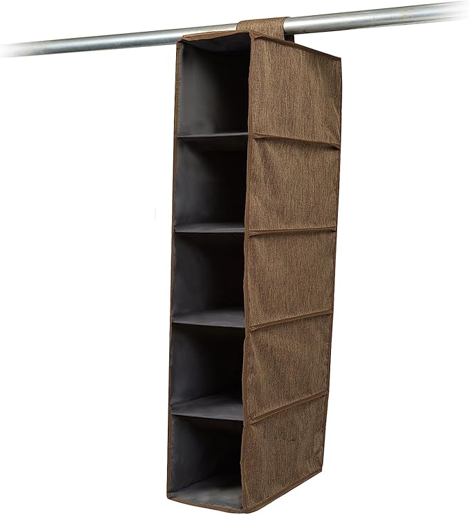 Covermates Keepsakes Hanging Shoe Organizer - Heavy Duty Material, Sturdy Interior Shelves - Closet Storage, Brown Heather