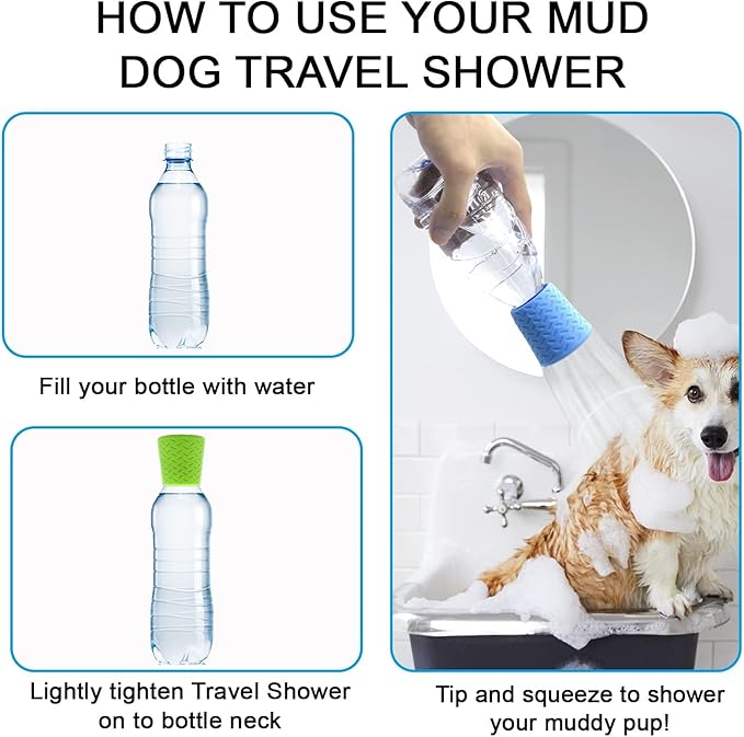 Portable Outdoor Shower For Dogs,Portable Shower Head,Bottle Attachment For Portable Outdoor Shower,Works with Most Plastic Water or Soda Bottles from 16 oz to 2 Liters(Orange)