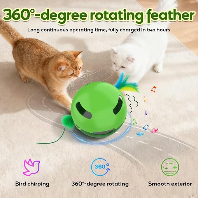 Interactive Cat Toy, Irregularly Rotating Feather Cat Toy Ball, Automatic Kitten Toy, Perfect for Bored Indoor Adult Cats