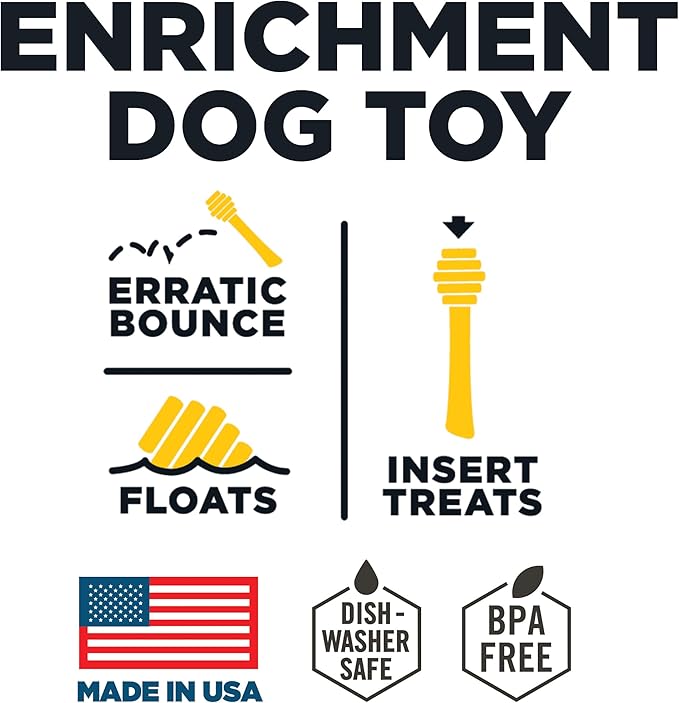 PROJECT HIVE ·PET COMPANY· - Hive Dog Fetch Stick for Large Breeds - Dog Stick Toy - Floats in Water - Treat Dispenser Toy - Durable and Tough - Made in The USA