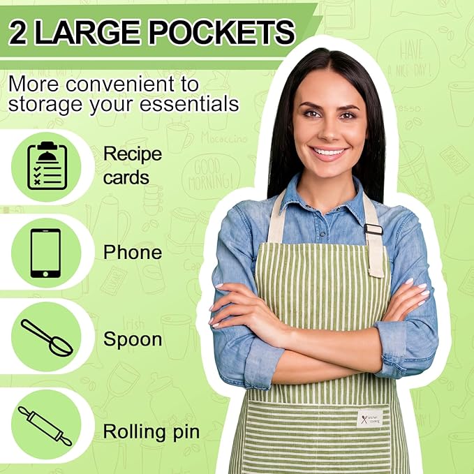 Janmercy 24 Pcs Aprons for Women Men with 2 Pockets Linen Cooking Kitchen Apron Adjustable Bib Chef Apron Bulk Aprons Unisex