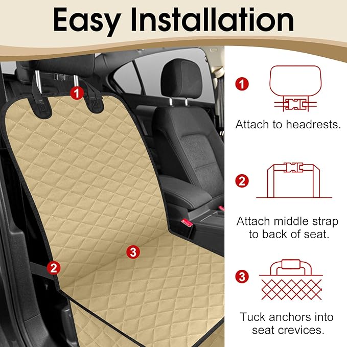 2 Pack Front Seat Dog Cover, Waterproof Dog Car Seat Cover for Dogs, Pet Car Seat Protector Nonslip Scratch-Proof Car Seat Covers for SUV, Trucks & Cars - S, Khaki/Black