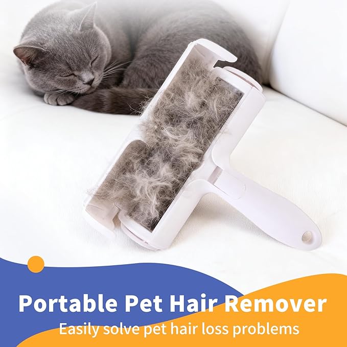 Pet Hair Remover, Reusable Self-Cleaning Lint Roller with Trash Bin for Sofa, Furniture, Carpet, Cat and Dog Hair Removal Tool (Gray)