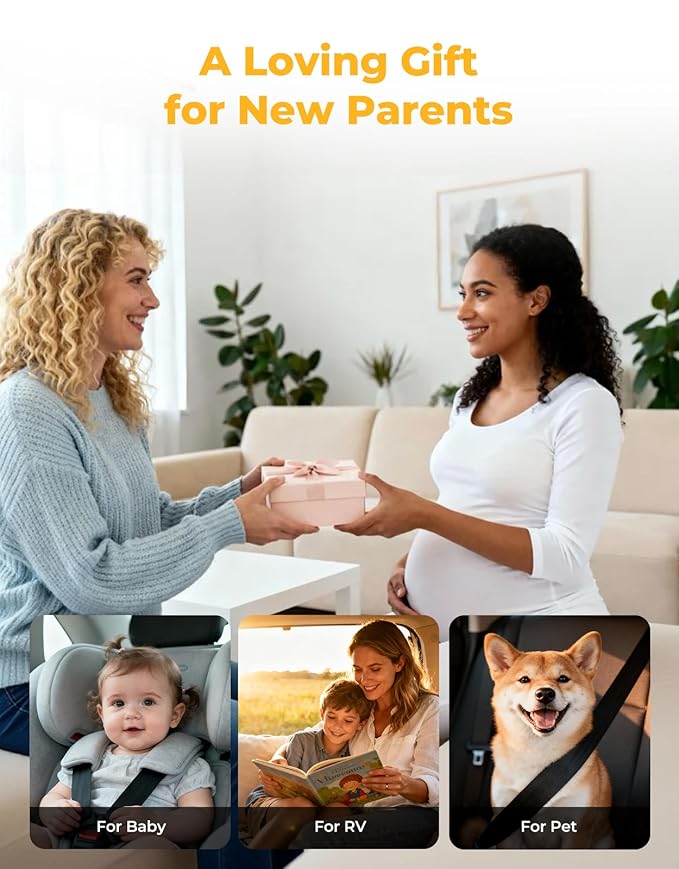 BM2A Baby Car Camera, Night Vision & 5.2" 1080P Display for Rear-Facing Car Seats, Easy No-Damage Install, Patented Anti-Shake Mount – Ideal for Parents and Pet Owners