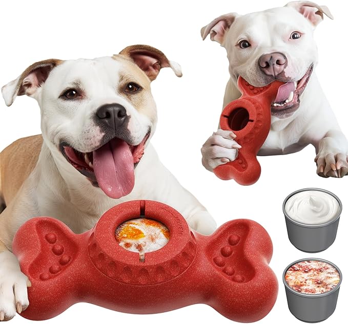 Freeze Bone Dog Toy Interactive Treat Dispensing Chew Toy for Large Aggressive Chewers, Enrichment Puzzle Feeder for Mental Stimulation Reduces Anxiety & Extends Playtime