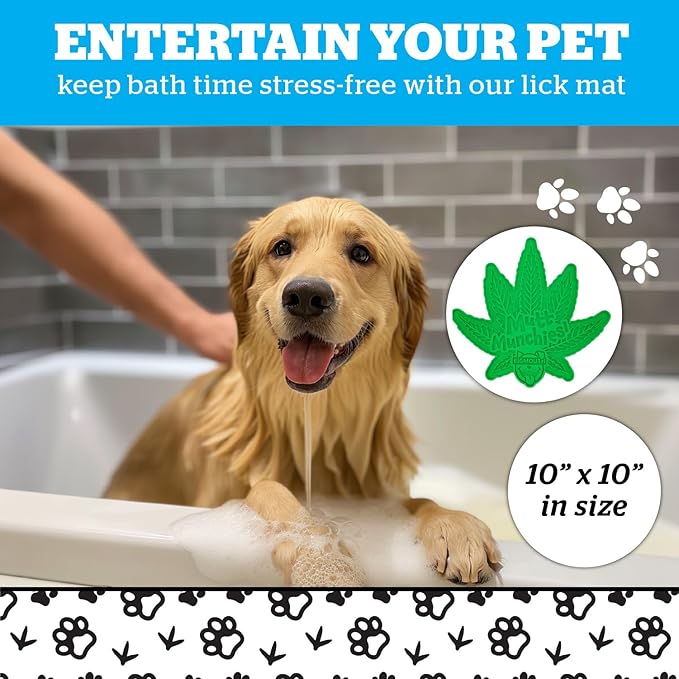 BigMouth Mutt Munchies Silicone Lick Mat for Dogs and Cats, Slow Feeder Enrichment Pad, Dishwasher Safe Anxiety Relief Toy