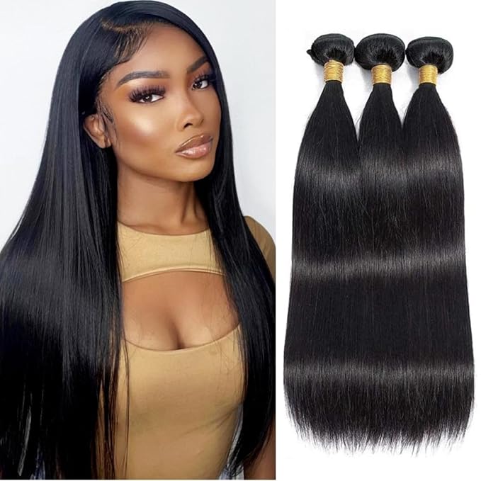 Selina Straight 3 Bundles Human Hair 8 8 8 Inch 300g Bundles 100% Unprocessed Brazilian Virgin Hair Bundles Straight Remy Hair Extensions Natural Black Color