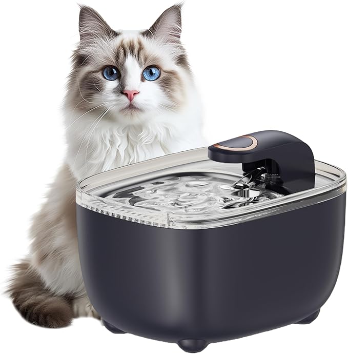 RPZ Cat Water Fountain 2.5L with Detachable Tank, Wireless Automatic Pet Water Fountain for Cats & Small Dogs, Quiet Flowing Water Bowl with Filter, Easy to Clean, Indoor Cat Drinking Fountain