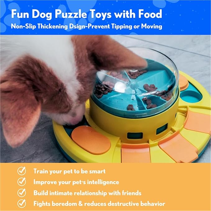 Dog Puzzle Toys Press Slow Feeder Interactive Enrichment Toys Pets Puppy IQ Trainning Treat Dispenser Food Leaker Bowl(Green)