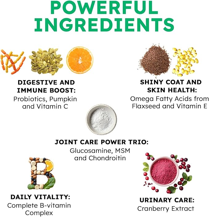 Dog Vitamins and Supplements - 150 Dog Multivitamin Chewable - Immune, Joint Support, Skin, Gut Health + Packed with Omega 3s, Glucosamine & Probiotics - Safe for Puppy - Duck