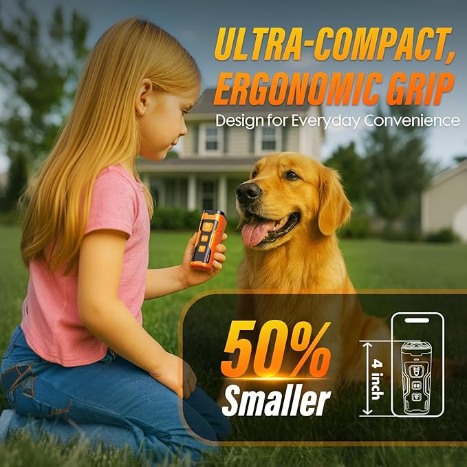 Dog Bark Deterrent Device, 3X Ultrasonic Anti Barking, 6 Training Modes 23 FT Range Barks No More Indoors Outdoors Behavior Correct Safe & Humane Rechargeable Compact Bark Control for Dogs