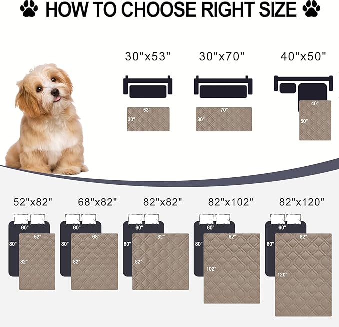 Smiry Waterproof Dog Blanket, 30x53 Inch Soft Pet Bed Cover Reversible, Washable Sofa Couch Furniture Protector for Small Medium Large Dog Puppy Cat, Geometric, Taupe/Beige