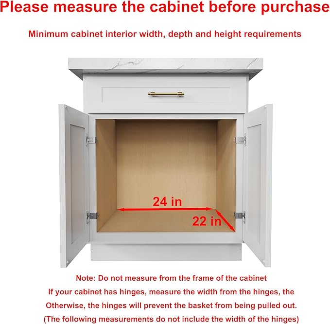Pull Out Cabinet Organizer,Heavy-Duty Slide Out Shelf, Wood And Wire Basket, Pull Out Drawer for for Kitchen Under Sink Space, Pantry, Bathroom (23 * 21 WM)