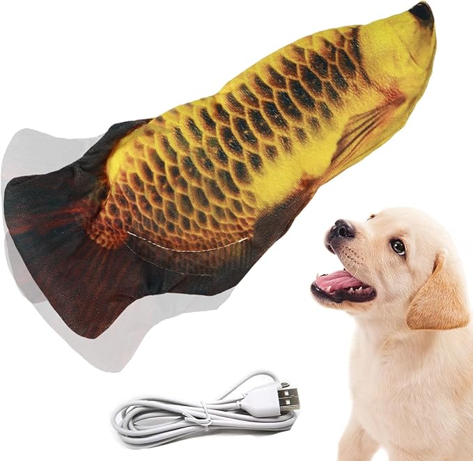 Realistic Flopping Fish Dog Chew Toy - Electric Moving Interactive Pet Toy for Small Medium Dogs, Chew Rocking Toy for Indoor Outdoor Exercise