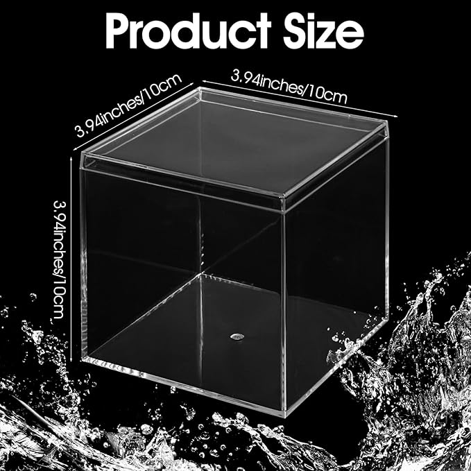 8PCS Clear Acrylic Box with Lid, 4x4x4 inch Small Decorative Storage Box for Display and Organize, Acrylic Cube Storage Container Drawer Organizer for Cosmetics Makeup Jewelry Party Favor