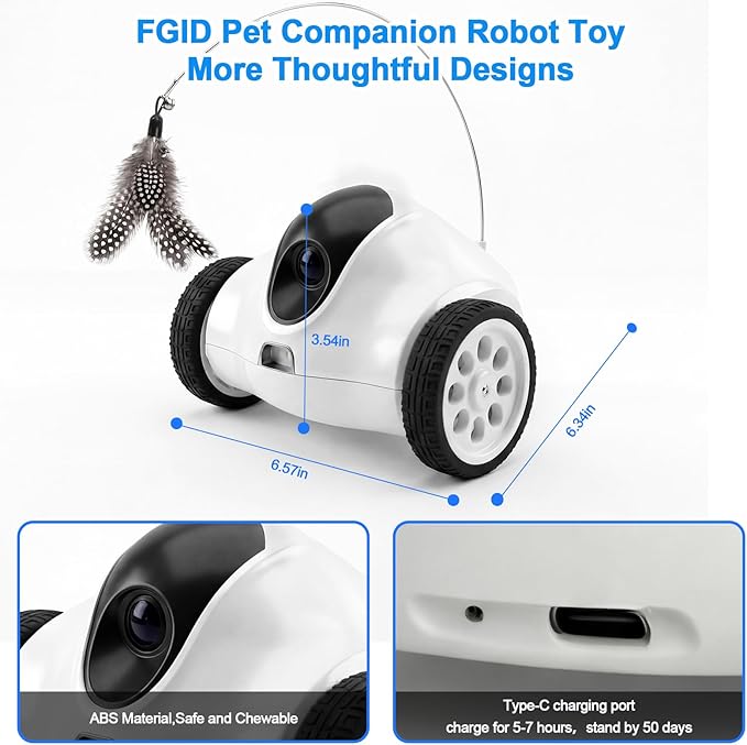 Pet Compainon Robot on Wheels,720P HD Camera,Indoor Movable Security Camera with 2-Way Talk,Bot with Night Vision,Distance Bot App Control for Cats/Dogs/Baby/Elderly