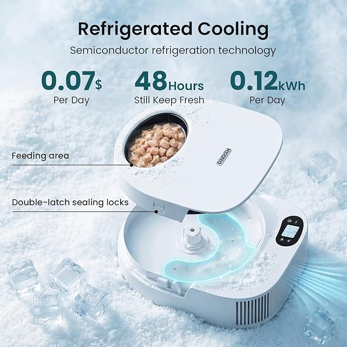 Feeding & Watering Supplies Bundle:Wastewater Separation Cat Water Fountain + Refrigerated Automatic Wet Food Cat Feeder