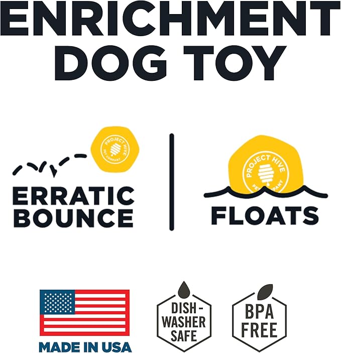 PROJECT HIVE ·PET COMPANY· - Hive Ball - Dog Balls - Toy for Large and Medium Breeds - Great for Fetch - Floats in Water - Durable and Tough for Aggressive chewers - Made in The USA