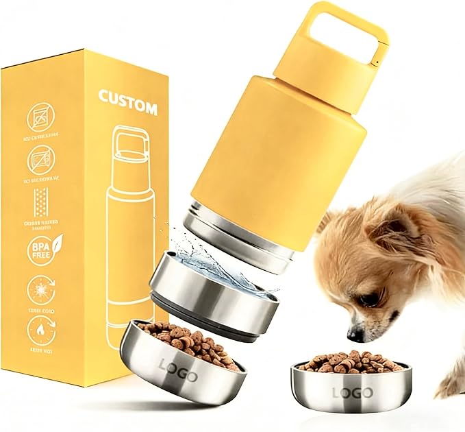 Travel Water Bottle for Dogs - Ideal Dog Mom Gifts - Convenient Travel Dog Bowls - Perfect for Hydration on The Go - Portable Solution for Pet Owners (Yellow)