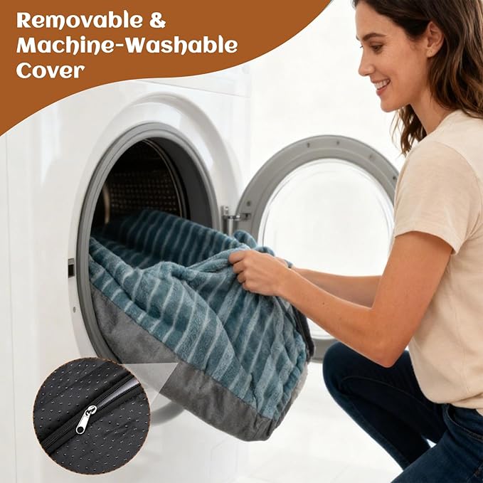 Big Dog Bed for Large Sized Dogs -Dog Crate Pad Removable Washable Cover, Non-Slip Bottom, Pet Mat Comfort Cushion for Joint Relief, Deep Sleep & Home Decor