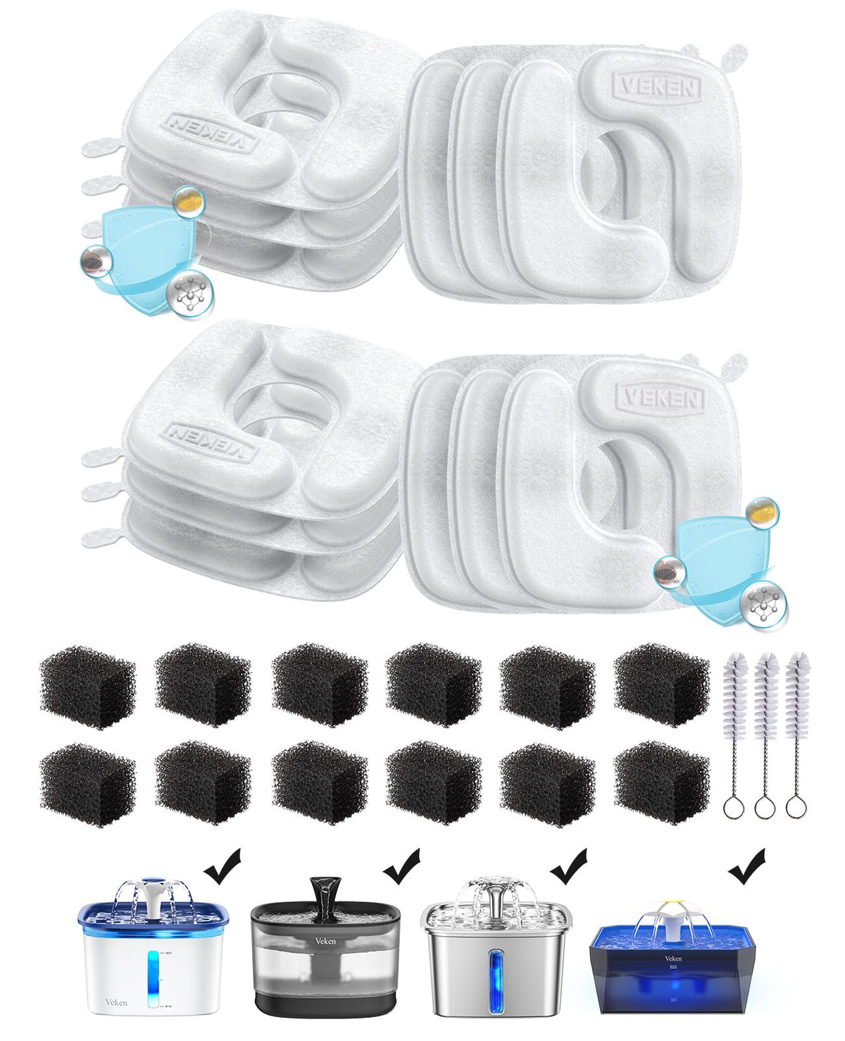 Veken Cat Water Fountain Filters, F1 Series - Image 1