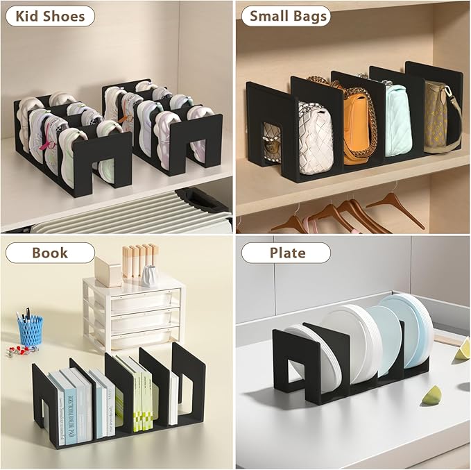 Kids Shoe Rack - 2 Pack Shoe Organizer for Toddlers & Children, Space-Saving Nursery Shoe Storage Shelf, Small Baby Shoes Display Rack for Closet/Entryway, for Desk File Book Organizer(Black)