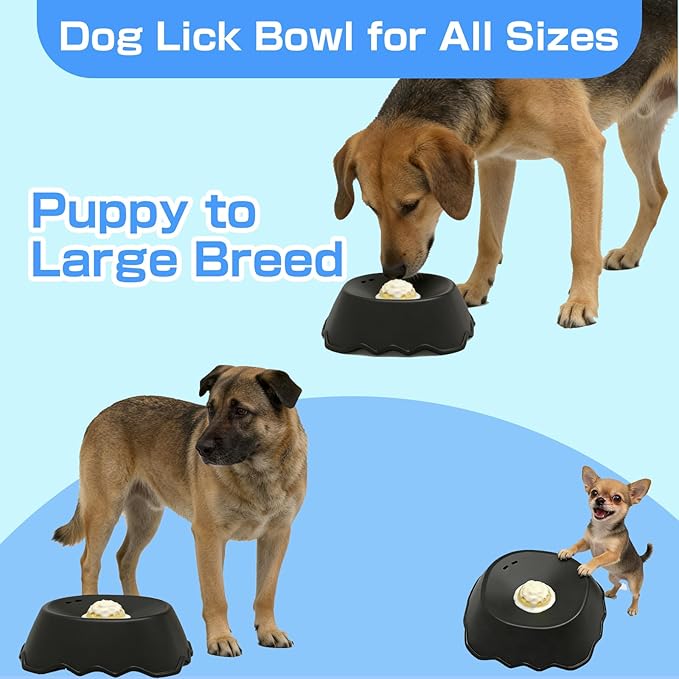 Slow Feeder Dog Bowls Interactive Dog Licking Toy & Lick Bowl for Dogs, Large Capacity Non-Slip Dog Lick Bowl for All Dogs (Blue&Blue)