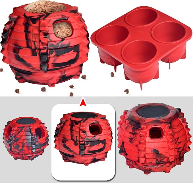 XHX Long-Lasting Interactive Dog Toy to Keep Your Pup Busy and Distracted - Safe for Dogs - Low-Mess Design - Dog Toys for Medium and Large Dogs 25-75 lbs(Medium，Red and Black)