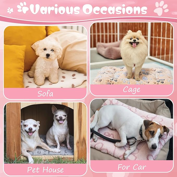 4 Pcs Dog Cat Bed Guinea Pig Mats Ultra Soft Dog Crate Kennel Pad Washable Bunny Bed Anti-Slip Guinea Pig Blankets for Small Animal Pet Cage Accessories(13.8 x 11.4 Inch)