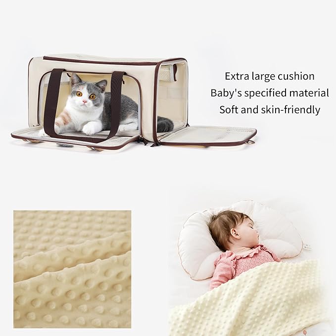 Airline Approved Pet Carrier for Cats, Expandable Dog Carrier Soft-Sided Carrier for Small Cats and Dogs with Extra Large Foldable mat