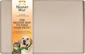Neater Pet Brands Neater Mat Pet Mats for Food and Water, Cat & Dog Bowl Mat Waterproof Silicone, Feeding Tray, Dog Food Mats for Floors, Placemat w/ Raised Edge for Under Bowls, 19” x 12”, Cappuccino