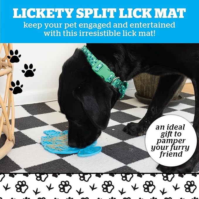 BigMouth Lickety Split Silicone Lick Mat for Dogs and Cats, Slow Feeder Enrichment Pad, Dishwasher Safe Anxiety Relief Toy