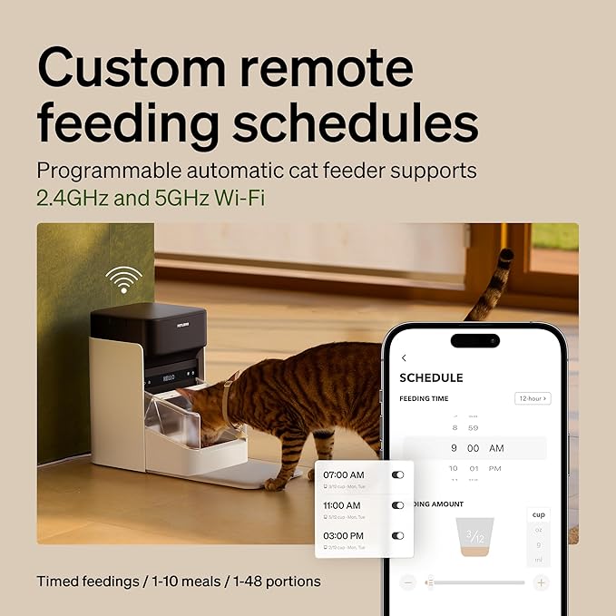 RFID Smart Cat Feeder for 2 Cats — Collar Tag Activated, Diet Tracking, Pack of 2