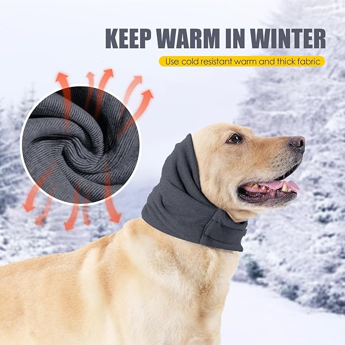 Dog Thunder Ear Muffs, Calming Hoodie, No Shake Ear Wraps for Hematoma Healing, Noise Protection Ear Wrap Head Cover to Relieve Anxiety, Dog Ear Cover for Grooming (Grey, S)