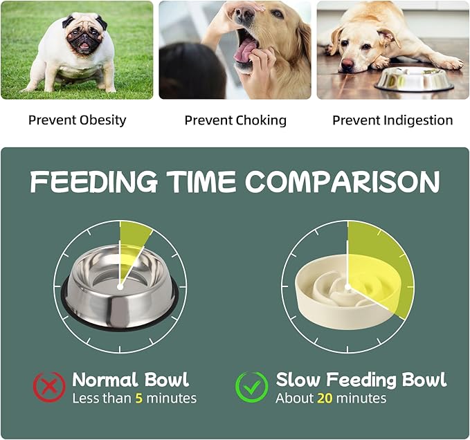 Ceramic 0.9 Cup Dog Bowl Slow Feeder for Small Dog, 6.1inch Pet Slow Feeder, Stop Bloat, Preventing Choking(1 Bowl-Beige)