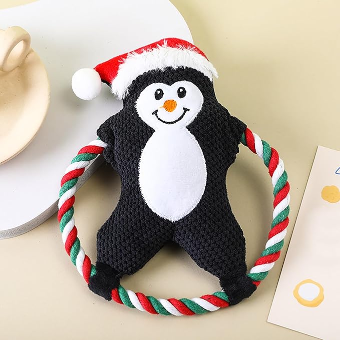 Squeaky Plush Dog Toys for Anxiety Relief & Teeth Maintenance | Cute Cartoon Interactive Stuffed Toy for Dogs/Cats | Trusted Chew - Strong Material, Portable Pet Plaything (Black)