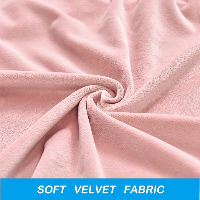 OBCREAT Wingback Chair Covers,2 Piece Stretch Velvet Wingback Chair Slipcover Soft Wing Chair Sofa Covers with Elastic Bottom,Armchair Couch Cover Furniture Protector for Living Room (Pink)