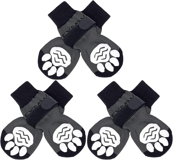 EXPAWLORER 6PCS Anti-Slip Dog Socks to Prevent Licking Paws,Dog Shoes for Hot Pavement,Best Paw Protector Traction Control on Hardwood Floor,Dog Booties for Puppy Small Medium Large Senior Dogs