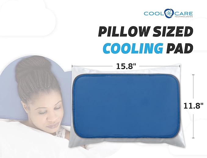 Pillow Cooling Pad - Pressure Activated Gel Cooling Mat Provides Instant Cool Relief - Ideal for Fevers, Migraines, Hot Flashes, Night Sweats - Place on Pillow