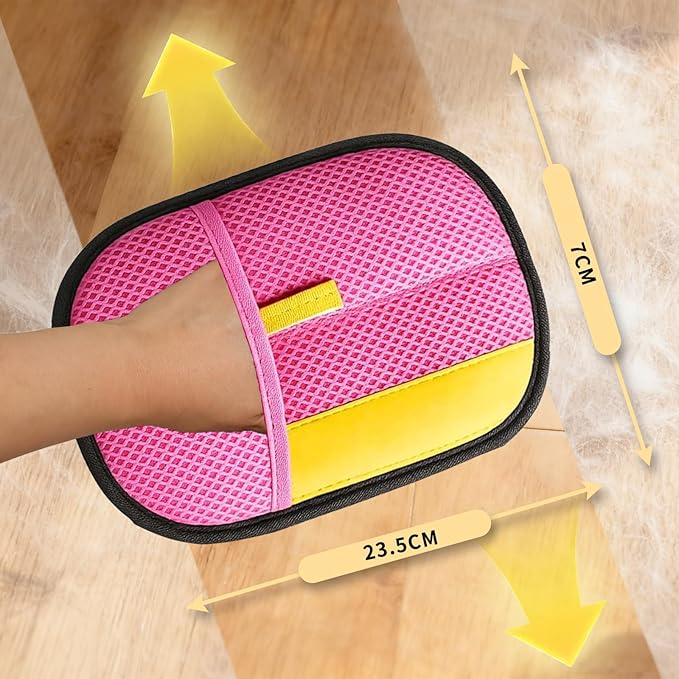 Pet Hair Removal Glove - Reusable Magic Brush Glove for Dog & Cat Hair Removal on Furniture, Car Seats, Clothes & Bedding (Pink)