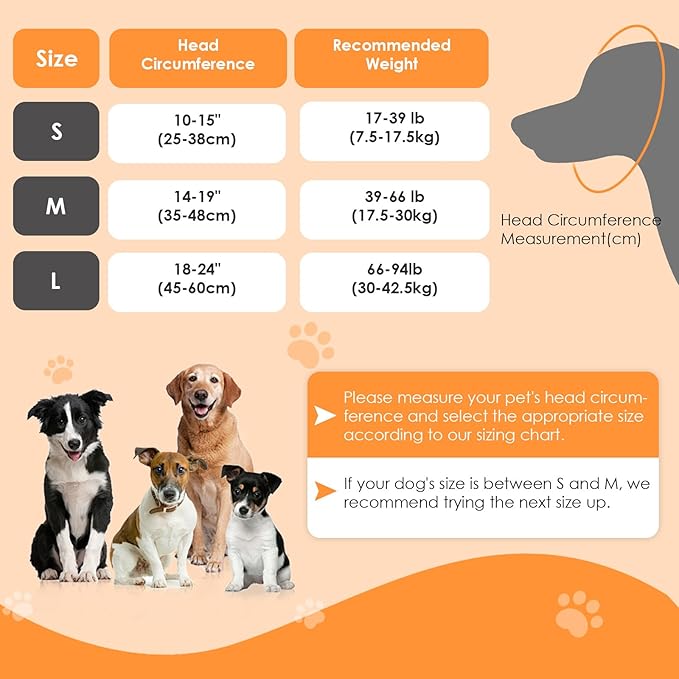 Rosvola Dog Quiet Ear Cover, Dog Ear Covers for Bath, Dogs Calming Hood, Anxiety Relief Pet Ear Cover Muffs for Bath Grooming Thunder Fireworks (S)