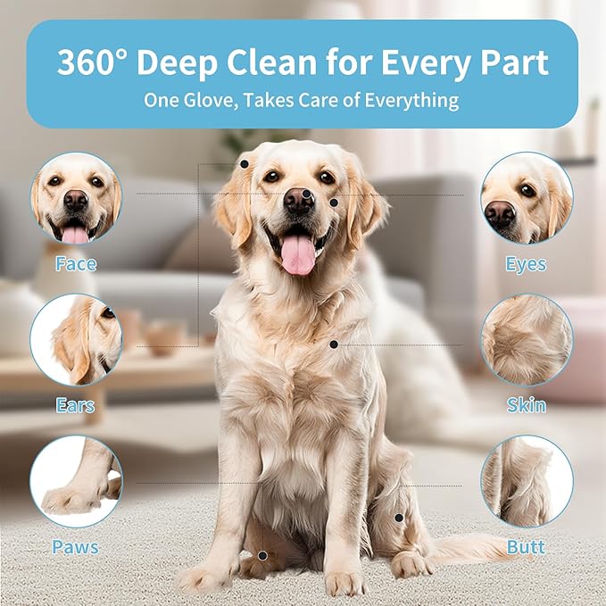 Hypoallergenic Pet Grooming Wipes for Dogs & Cats - Coconut Oil Cleaning & Deodorizing Bathing Wipes with Hydrating Formula for All Body Parts,Dog Cleaning Wipes Remove Odor (3 Pack)
