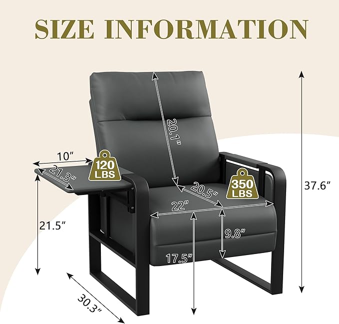 Faux Leather Accent Chairs Set of 2 with Side Table Modern Upholstered Armchair Leisure Chairs for Living Room Bedroom Office Club Dark Grey