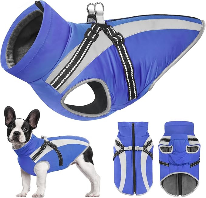 Mosucoirl Warm Dog Coats Vest, Waterproof Dogs Jacket Reflective Fleece Pet Winter Cold Weather Coat Dogs Clothes Cozy Snow Jackets Outfits for Small Medium Large Dogs Puppy