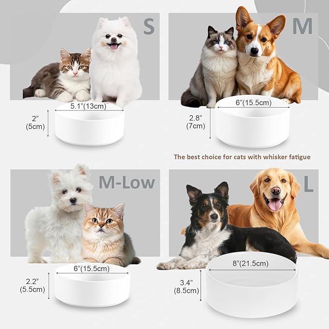 Ceramic Dog Bowl for Food and Water - Pet Feeder Bowl for Small to Medium Dogs and Large Cats - Heavy Ceramic Feeding Dish with Non Slip Base - Dishwasher & Microwave Safe - 6 Inch - 3.2 Cups - Pink