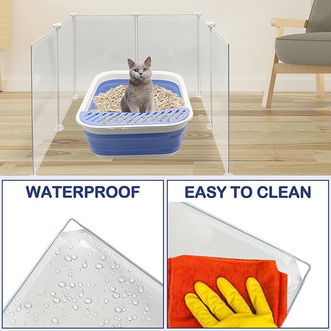 VCEPJH Extra Large Cat Litter Box Enclosure Splash Guard L24xW22.8xH15.7 in DIY Pee Shields for Litter Box Easy to Clean(Cat Litter Pan Not Included)