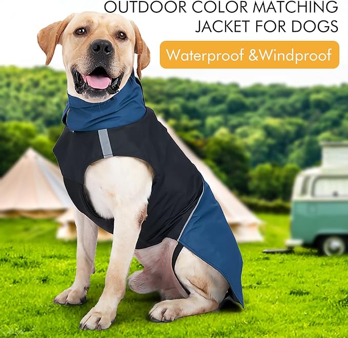 XXL Windproof Dog Winter Jackets - Waterproof Raincoats with Leash Hole, Cold Weather Coats for Dogs