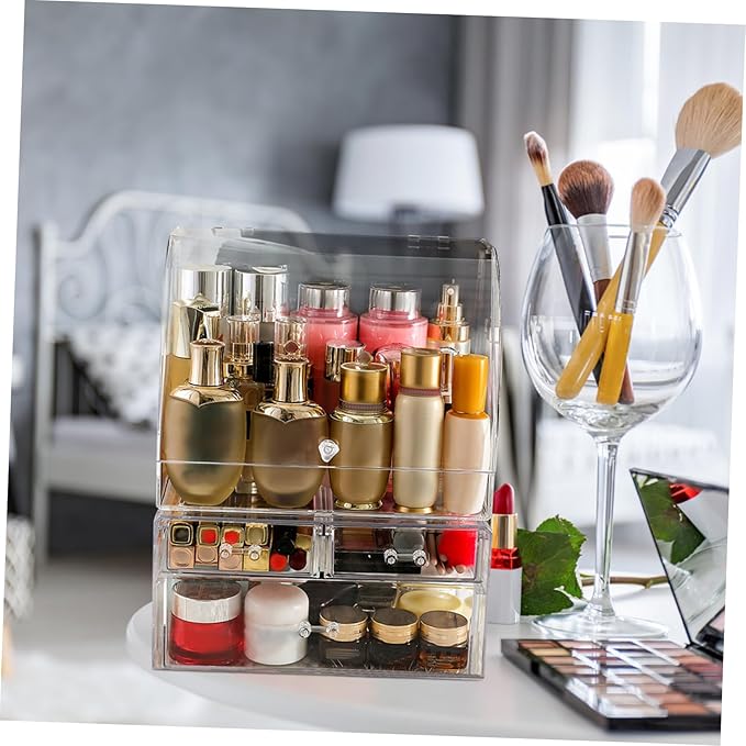 Acrylic Cosmetic Storage Box Lid Decorative Organizer Makeup Storage Case