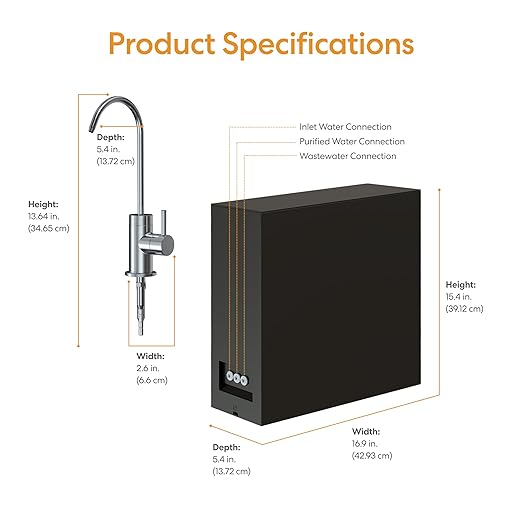 Brio Prism TROE600PRISM Reverse Osmosis Water Filtration, 4-Stage Tankless RO Water Filter System for Under Sink, 600 GPD, 1.5:1 Pure to Drain, Reduces TDS, Faucet, USA-Based Customer Support, Black