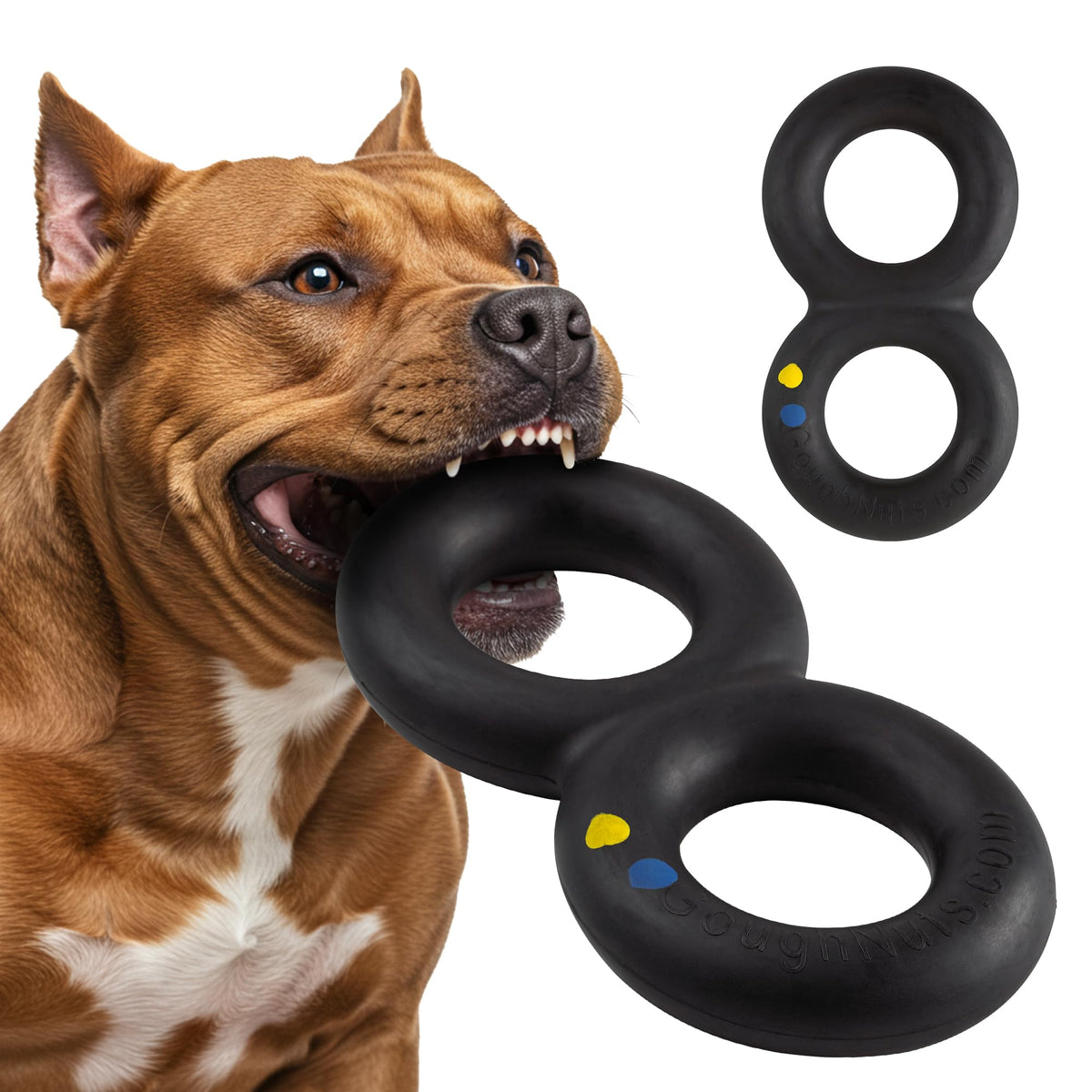 Goughnuts - Dog Toys for Aggressive Chewers - Virtually Indestructible Pull Toy for Large Breeds Such as Pit Bulls and German Shepherds - Heavy Duty Tug Dog Toy - Large - Black